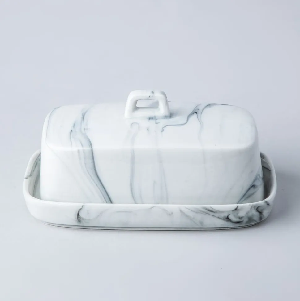 KSP Marble Porcelain Butter Dish (White/Grey)