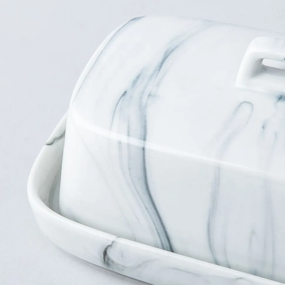 KSP Marble Porcelain Butter Dish (White/Grey)