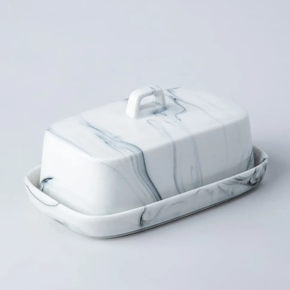 KSP Marble Porcelain Butter Dish (White/Grey)