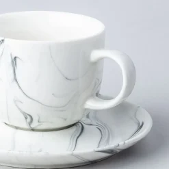 KSP Marble Porcelain Cup & Saucer (White/Grey)