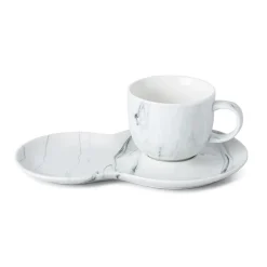 KSP Marble Porcelain Cup & Saucer (White/Grey)