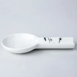 KSP Marble Porcelain Flat Spoon Rest (White/Grey) 24 x 12.5 x 3 cm
