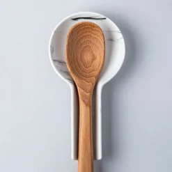 KSP Marble Porcelain Flat Spoon Rest (White/Grey) 24 x 12.5 x 3 cm