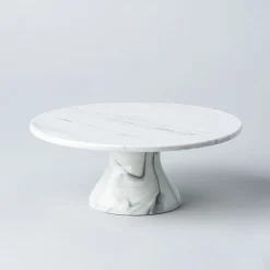 KSP Marble Porcelain Footed Cake Plate (White/Grey)