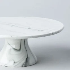 KSP Marble Porcelain Footed Cake Plate (White/Grey)