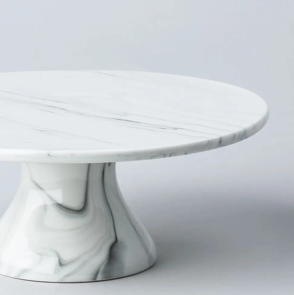 KSP Marble Porcelain Footed Cake Plate (White/Grey)