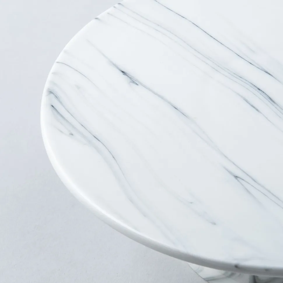 KSP Marble Porcelain Footed Cake Plate (White/Grey)