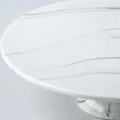 KSP Marble Porcelain Large Footed Cake Plate (White/Grey)