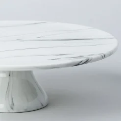 KSP Marble Porcelain Large Footed Cake Plate (White/Grey)
