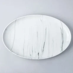 KSP Marble Porcelain Large Oval Platter (White/Grey)