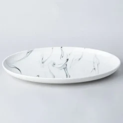 KSP Marble Porcelain Oval Platter (White/Grey)