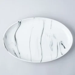 KSP Marble Porcelain Oval Platter (White/Grey)