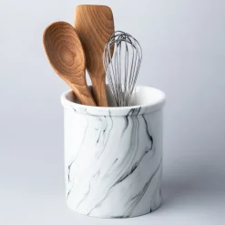 KSP Marble Porcelain Utensil Jar Jumbo (White/Grey) 17 cm dia. x 18 cm