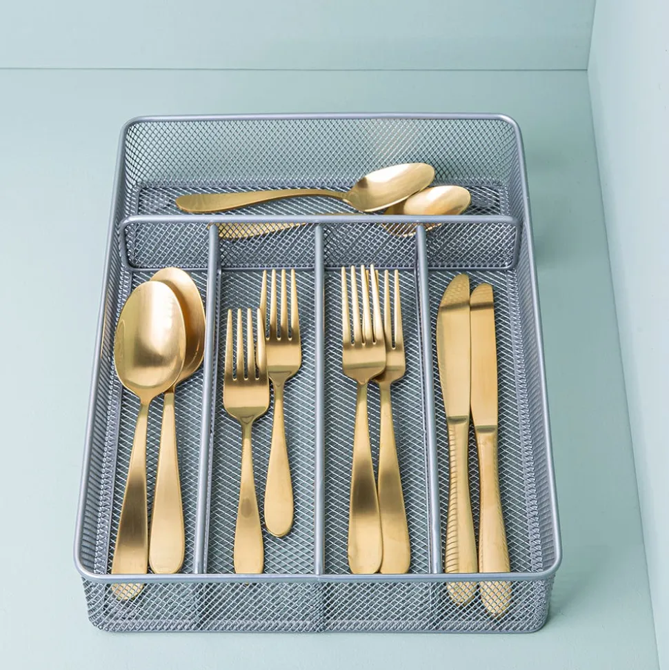 KSP Mesh Cutlery Tray - Small (Silver) 32 x 23.5 x 5 cm