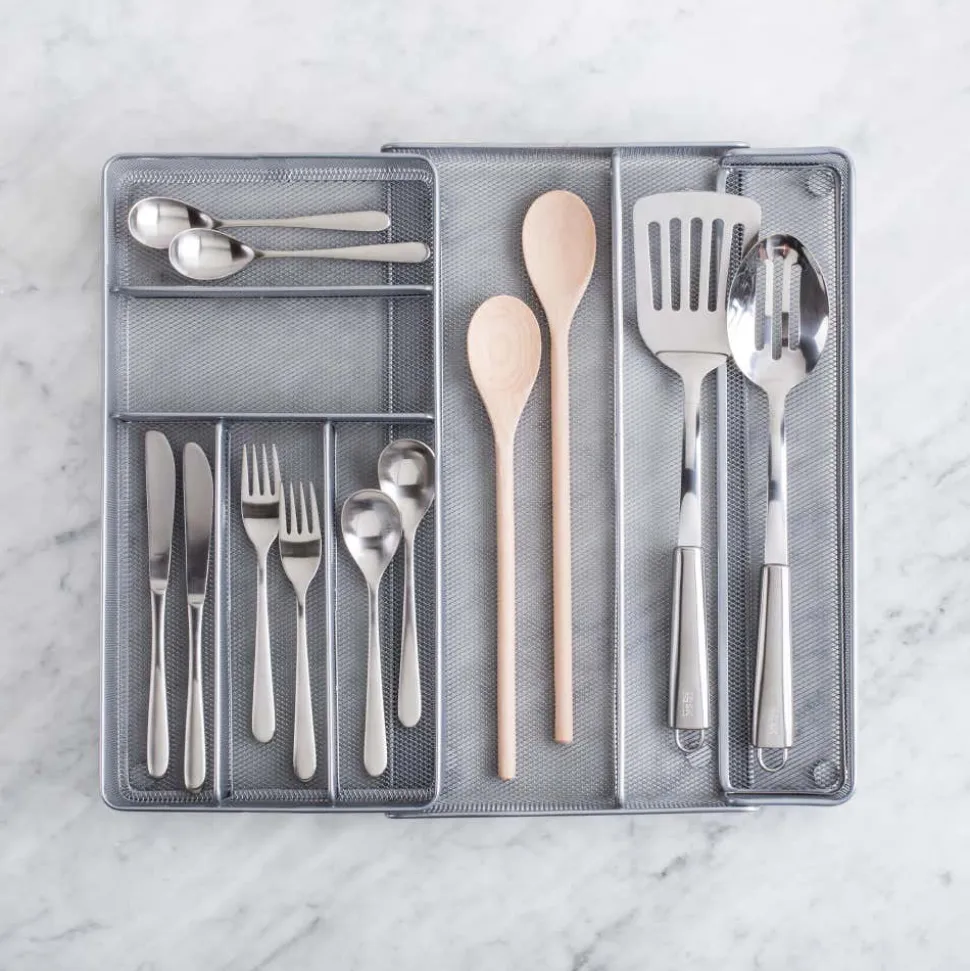 KSP Mesh Expandable Cutlery Tray (Silver) 28/47 x 40.5 x 5 cm
