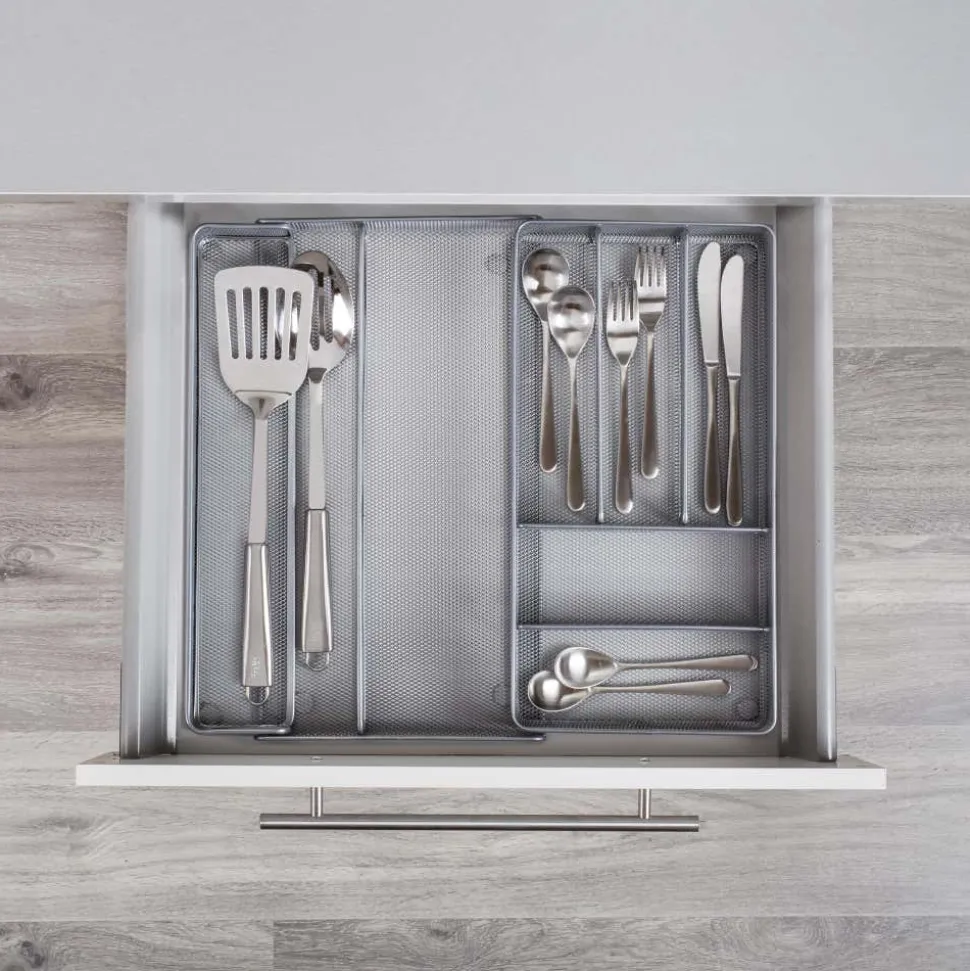 KSP Mesh Expandable Cutlery Tray (Silver) 28/47 x 40.5 x 5 cm
