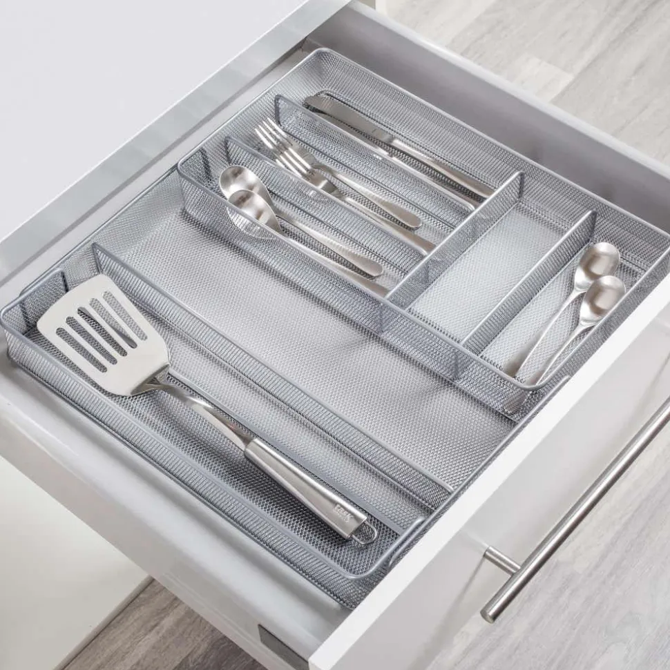 KSP Mesh Expandable Cutlery Tray (Silver) 28/47 x 40.5 x 5 cm