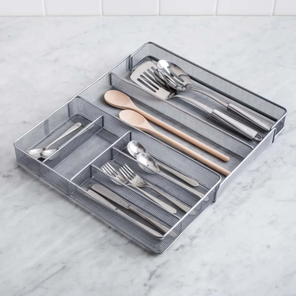 KSP Mesh Expandable Cutlery Tray (Silver) 28/47 x 40.5 x 5 cm
