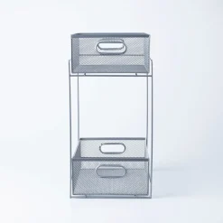 KSP Mesh Sliding Storage Basket 2-Tier (Silver) 31 x 21 x 42 cm