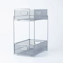 KSP Mesh Sliding Storage Basket 2-Tier (Silver) 31 x 21 x 42 cm