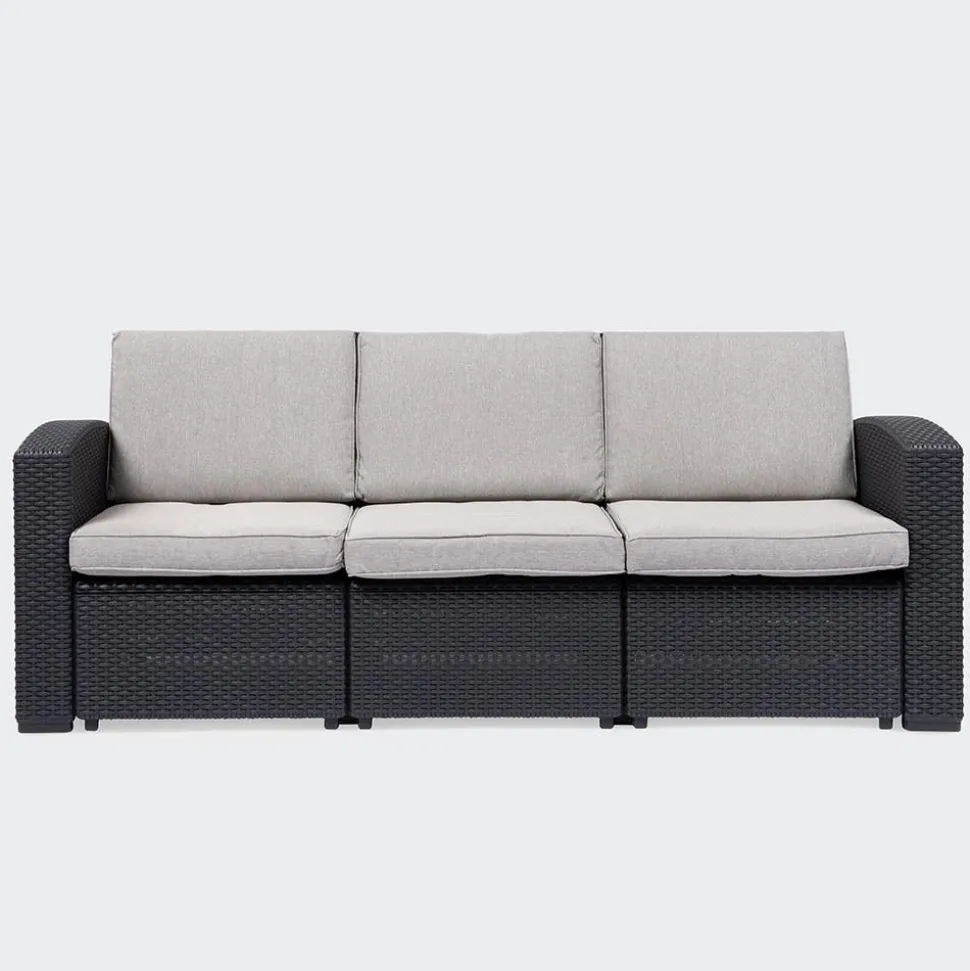 KSP Miami '3-Seat' Couch with Cushions (Brown/Grey)