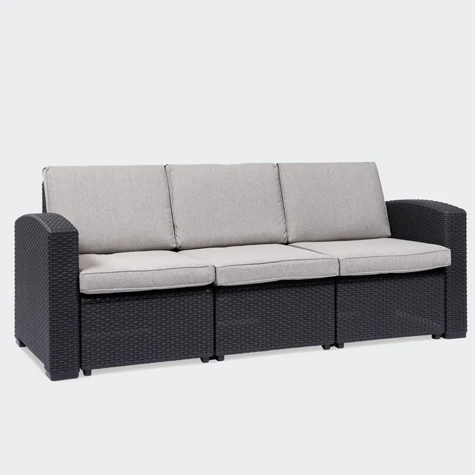 KSP Miami '3-Seat' Couch with Cushions (Brown/Grey)