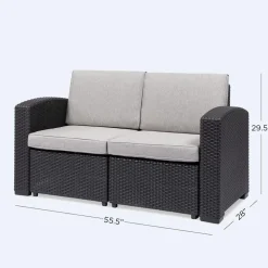 KSP Miami '2-Seat' Couch with Cushions (Brown/Grey)