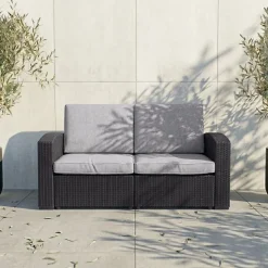 KSP Miami '2-Seat' Couch with Cushions (Brown/Grey)