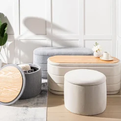 KSP Mia 'Oversized' Collapsible Chenille Ottoman (Oatmeal)