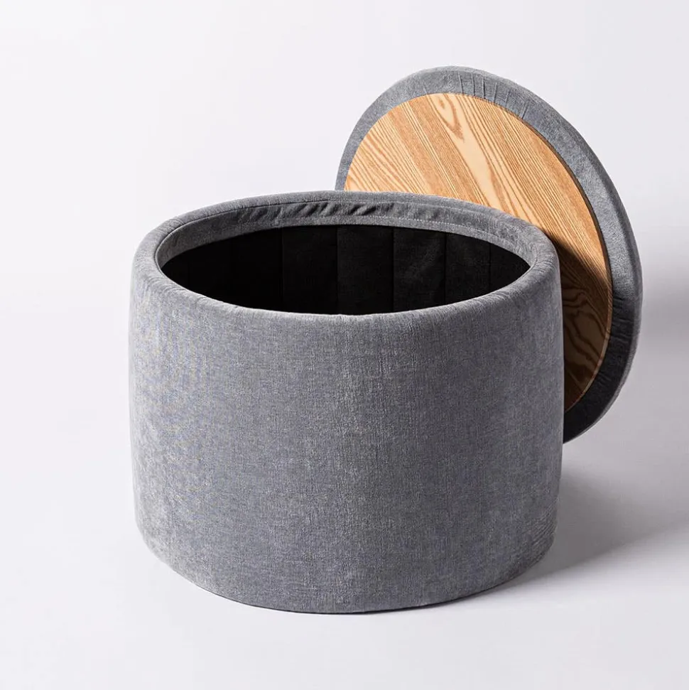 KSP Mia 'Oversized' Collapsible Chenille Ottoman (Grey)