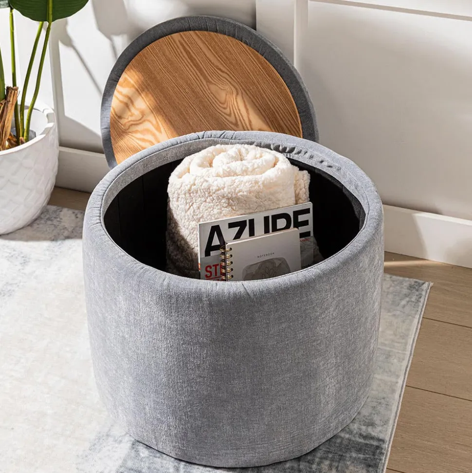 KSP Mia 'Oversized' Collapsible Chenille Ottoman (Grey)