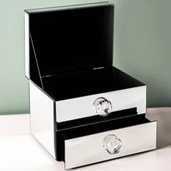 KSP Mirror '2-Drawer' Jewellery Box (Silver) 20 x 15 x 14.5 cm