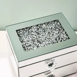 KSP Mirror '2-Drawer' Jewellery Box (Silver) 20 x 15 x 14.5 cm