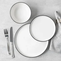 KSP Modo Porcelain Dinnerware - Set of 12 (White/Black)