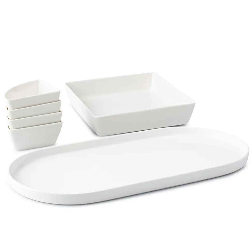 KSP Modular 'Oval' Porcelain Entertainment Pack - Set of 6 (White)