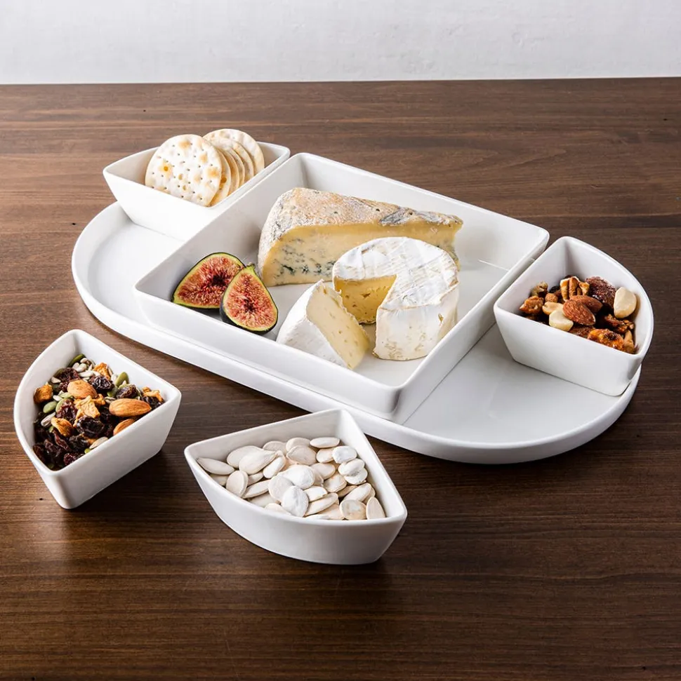 KSP Modular 'Oval' Porcelain Entertainment Pack - Set of 6 (White)