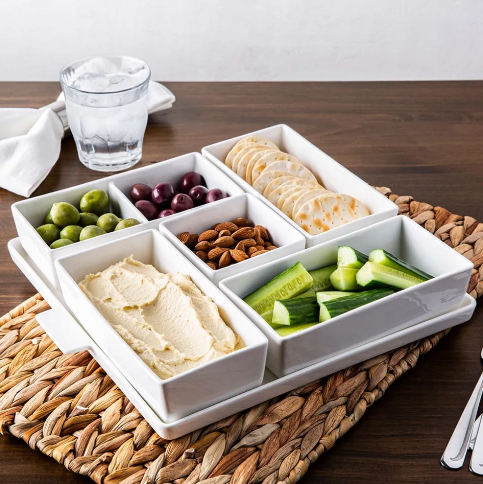 KSP Modular 'Square' Porcelain Entertainment Pack - Set of 6 (White)