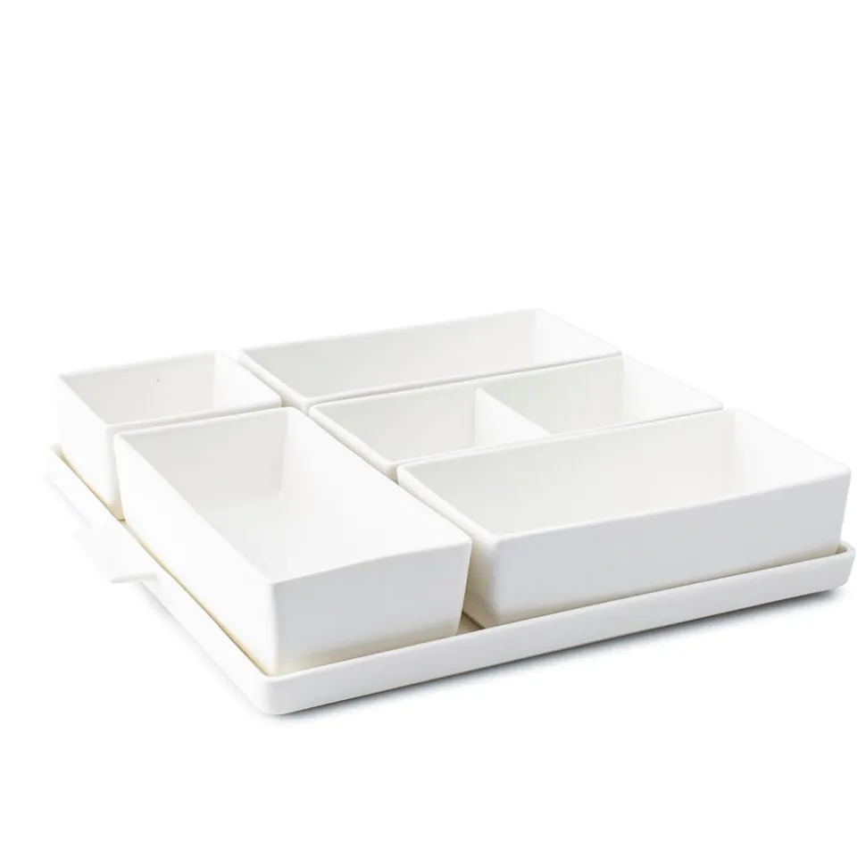 KSP Modular 'Square' Porcelain Entertainment Pack - Set of 6 (White)