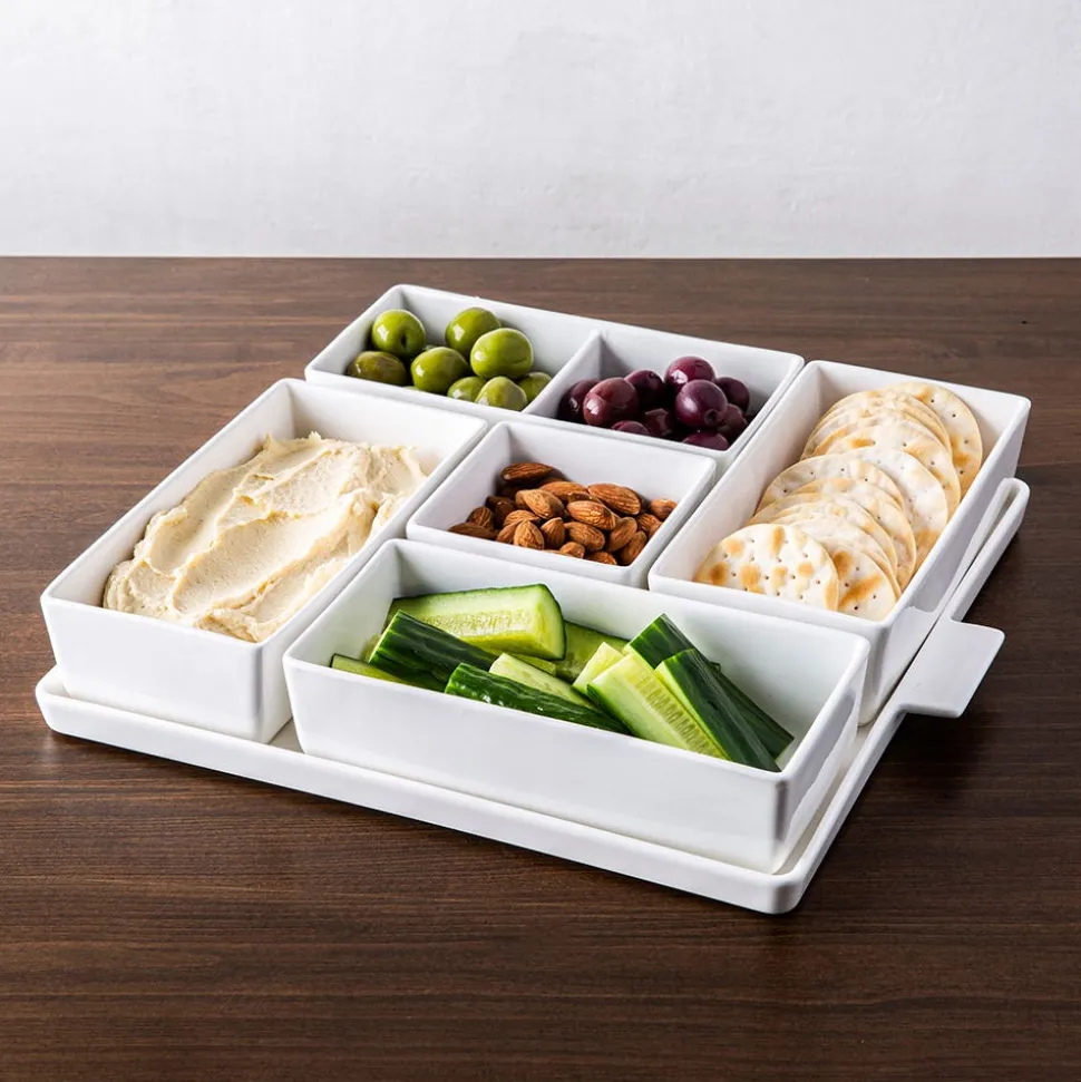 KSP Modular 'Square' Porcelain Entertainment Pack - Set of 6 (White)