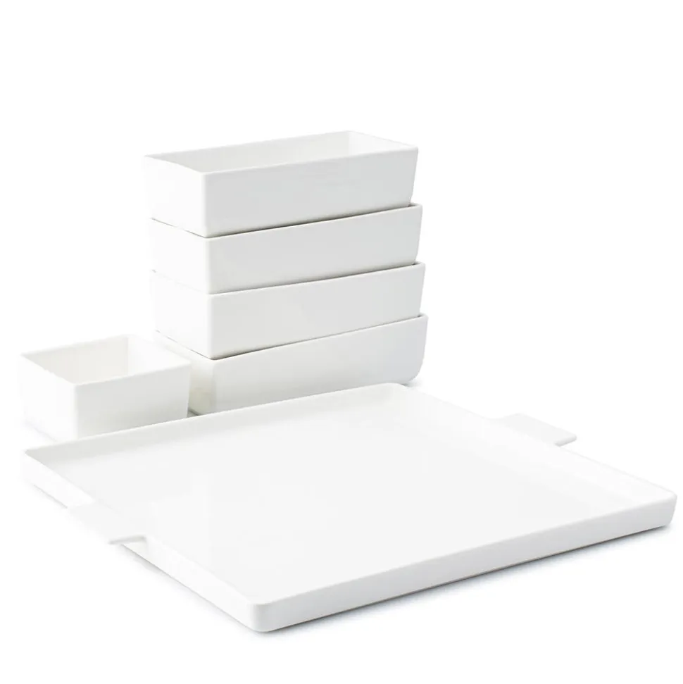 KSP Modular 'Square' Porcelain Entertainment Pack - Set of 6 (White)