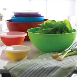 KSP Multi Melamine Mixing Bowl with Lids - Set of 6 (Multi Brights)