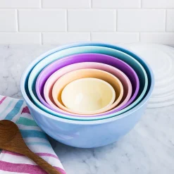 KSP Multi Melamine Mixing Bowl with Lids - Set of 6 (Multi Pastel)