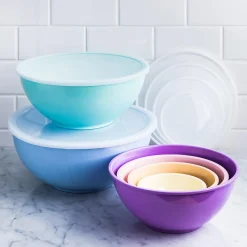 KSP Multi Melamine Mixing Bowl with Lids - Set of 6 (Multi Pastel)