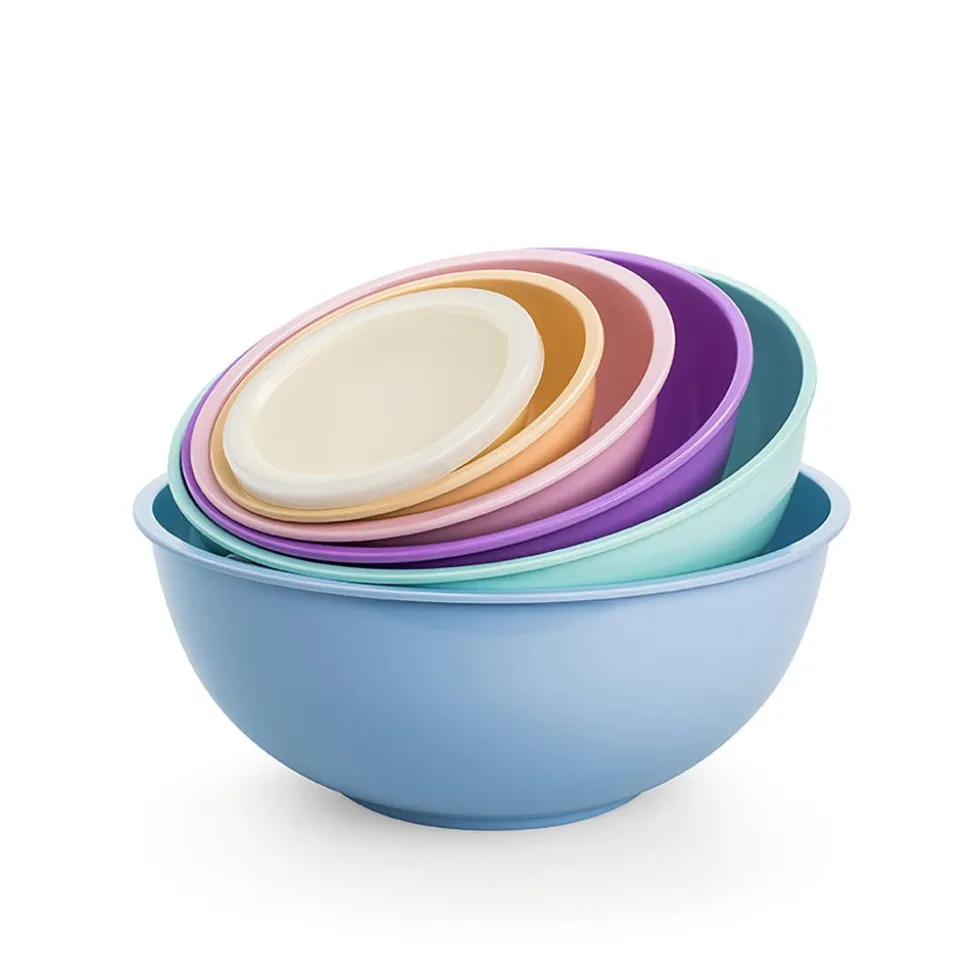 KSP Multi Melamine Mixing Bowl with Lids - Set of 6 (Multi Pastel)