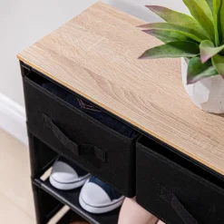 KSP Noir 4-Tier Shoe Rack with Drawers 60 x 26 x 72cm (Black)
