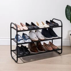 KSP Noir 3-Tier Shoe Rack 76 x 30 x 55cm (Black)