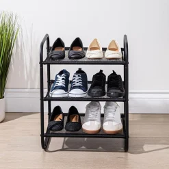 KSP Noir 3-Tier Shoe Rack 43 x 30 x 55cm (Black)