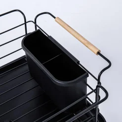 KSP Nova Dish Rack with Bamboo Handles (Black/Natural)