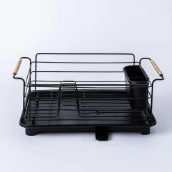 KSP Nova Dish Rack with Bamboo Handles (Black/Natural)