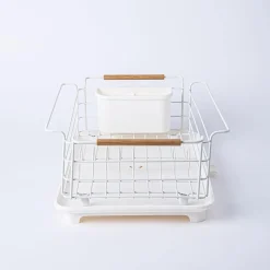 KSP Nova Dish Rack with Bamboo Handles (White/Natural)